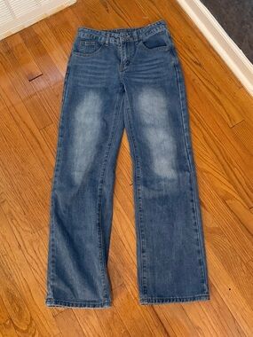 SHEIN Relaxed Straight-Leg Jeans in Blue Wash - XXS